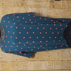 LuluRoe | Top | Women | Teal & Orange | Short Sleeve | Poka dot | H/L | Size XXS